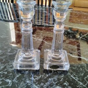 Pair Lead Crystal Candle Sticks